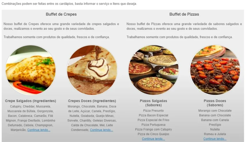 Criação de site para buffet