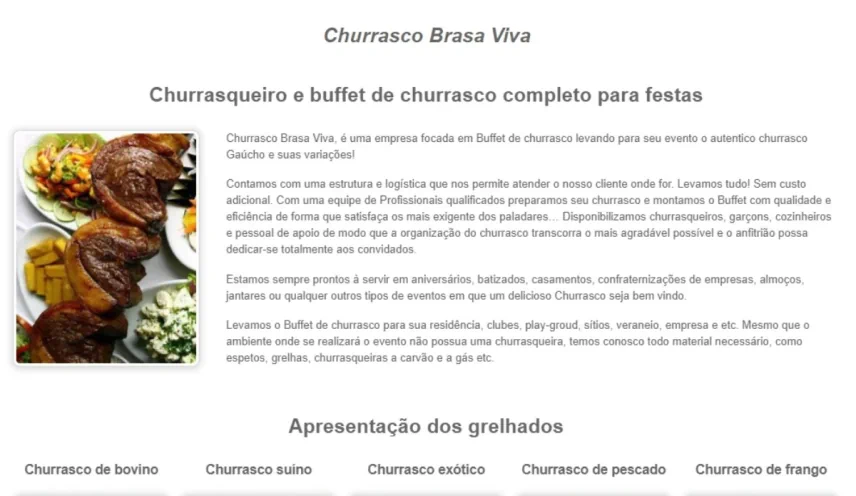 Criação de site para buffet