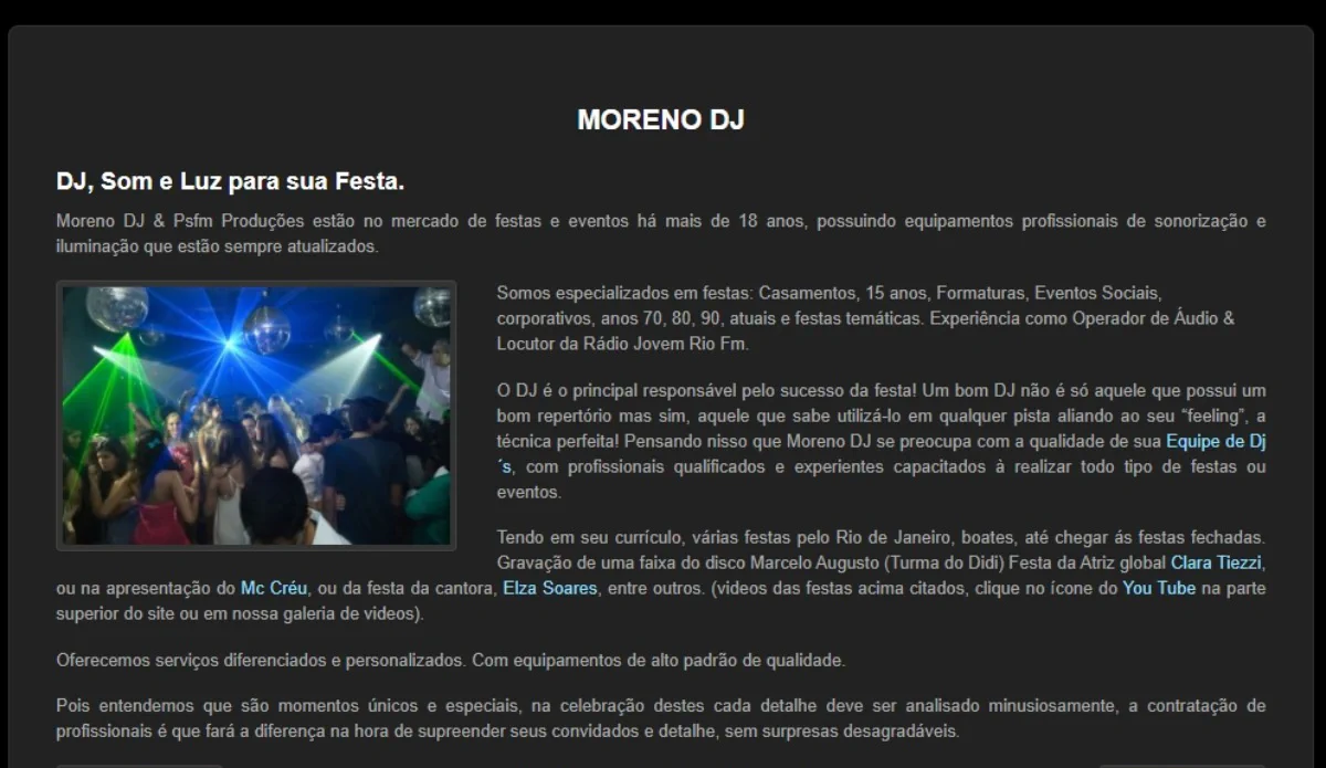 Criação de site para DJ