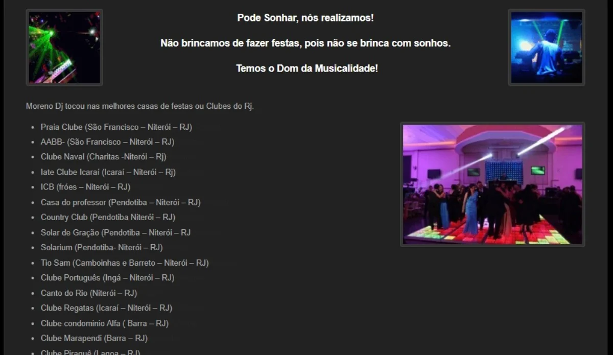 Criação de site para DJ