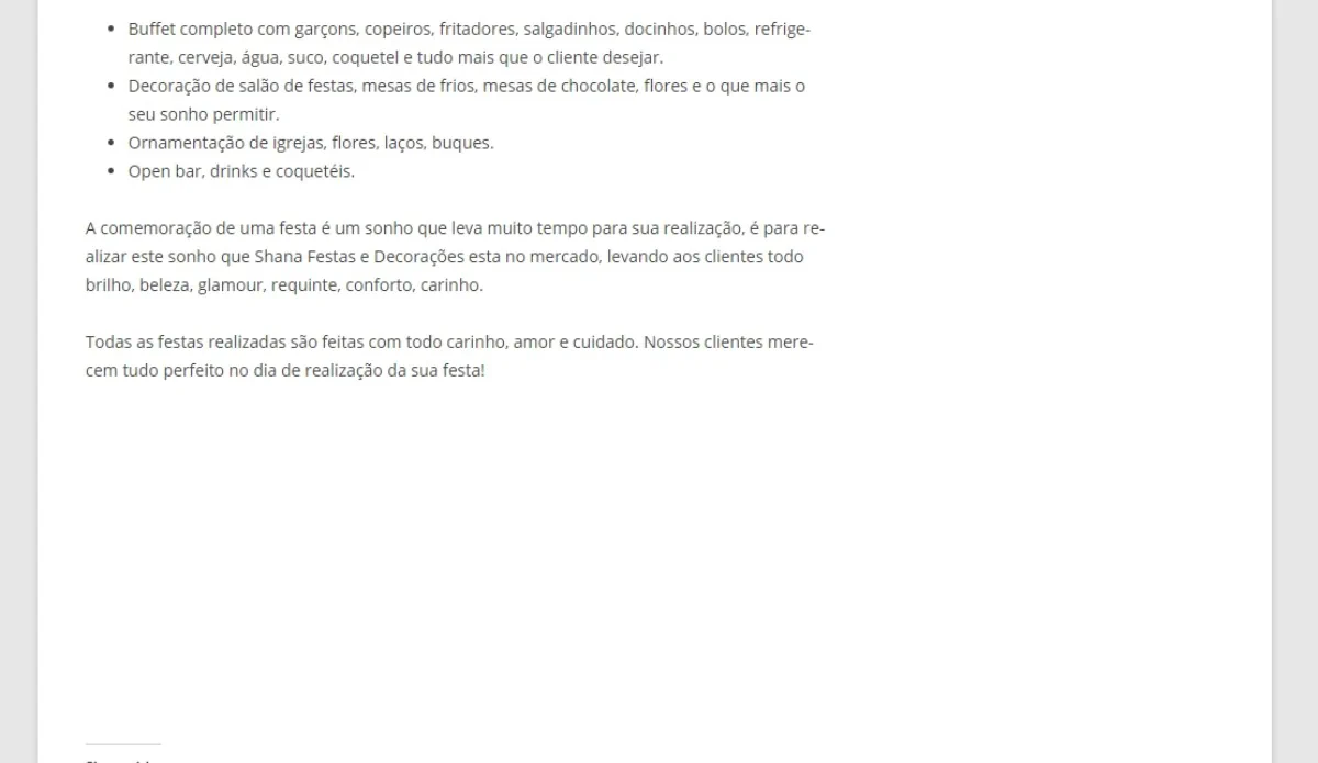 Criação de site para decoração de festas